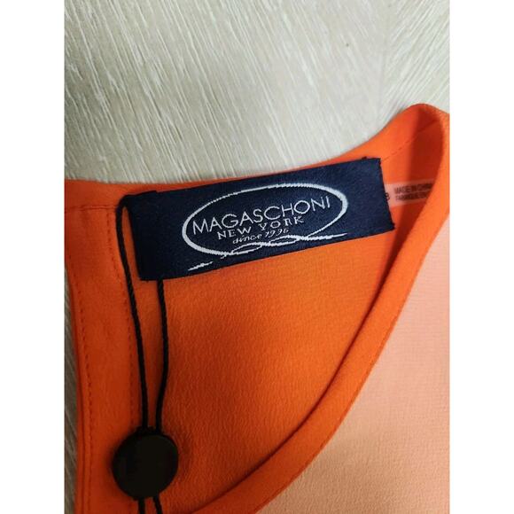 Magaschoni Ny Women's 100% Silk Sleeveless Blouse Coral & Orange Nwt Size 8 - Picture 6 of 9